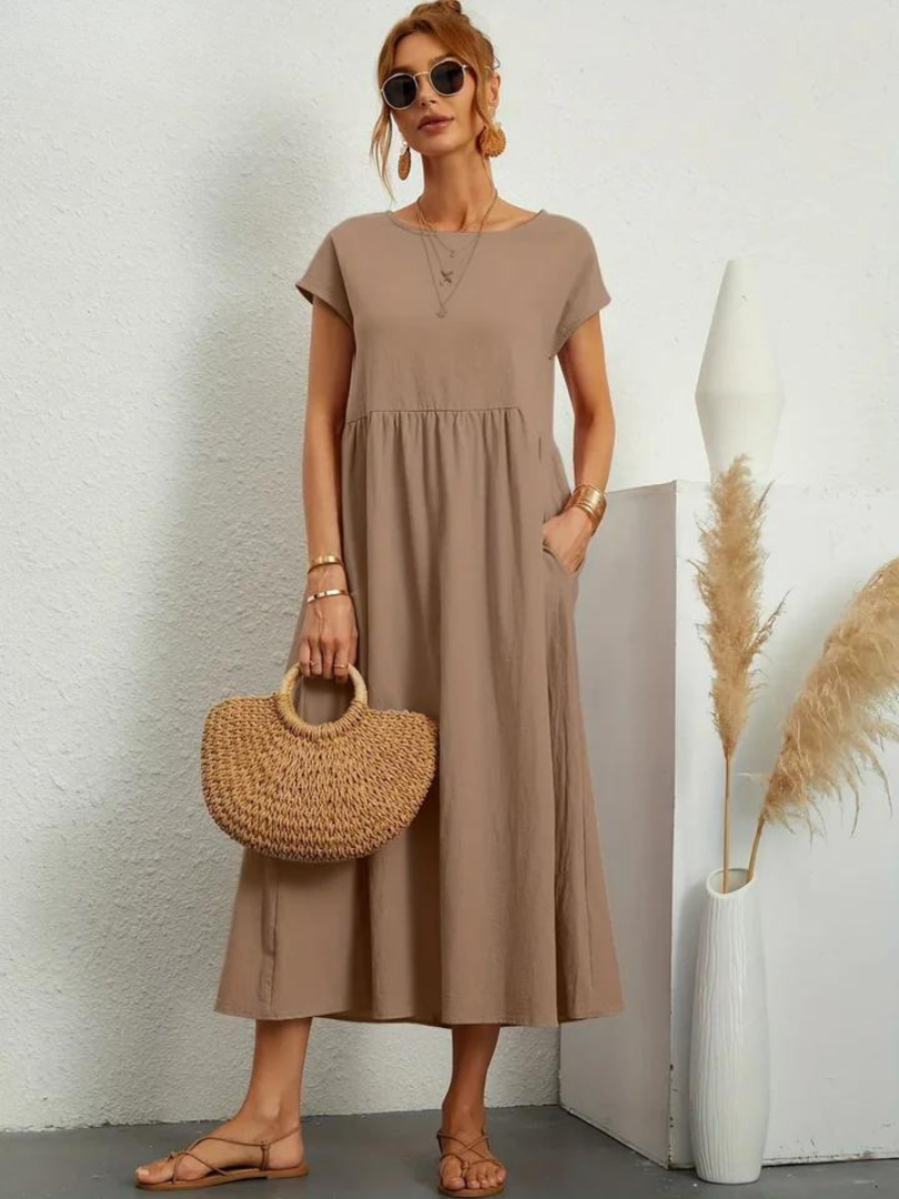 Ruby™ | Robe Élégante en Coton et Lin pour un Style Sophistiqué