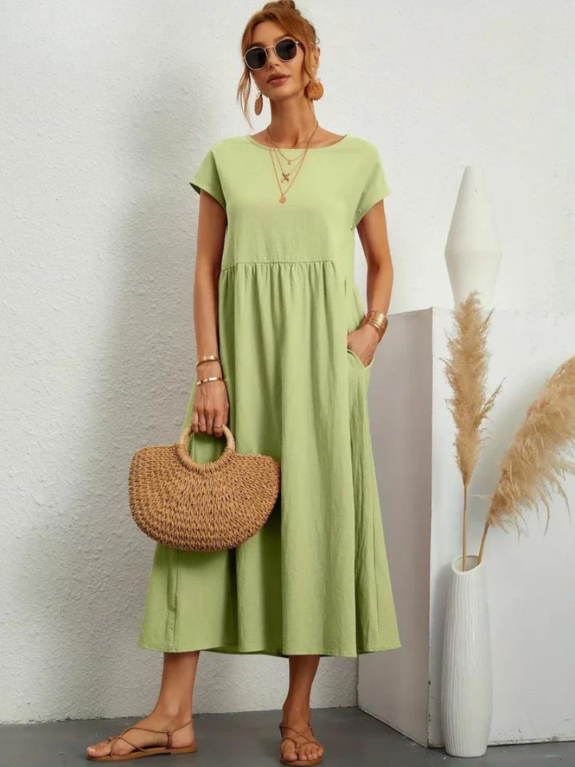 Ruby™ | Robe Élégante en Coton et Lin pour un Style Sophistiqué