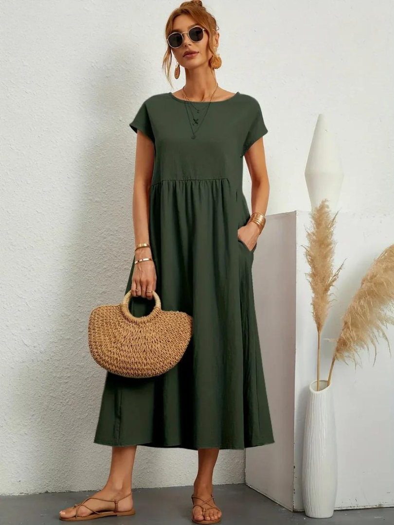 Ruby™ | Robe Élégante en Coton et Lin pour un Style Sophistiqué