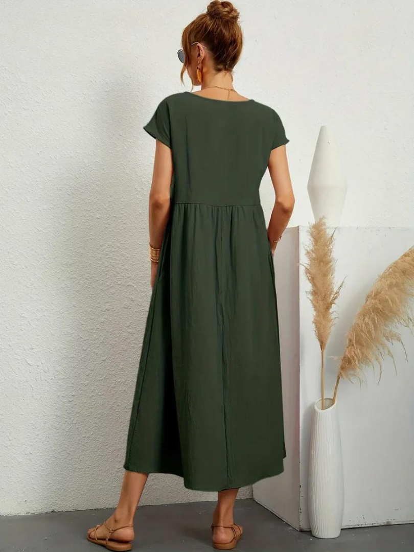 Ruby™ | Robe Élégante en Coton et Lin pour un Style Sophistiqué