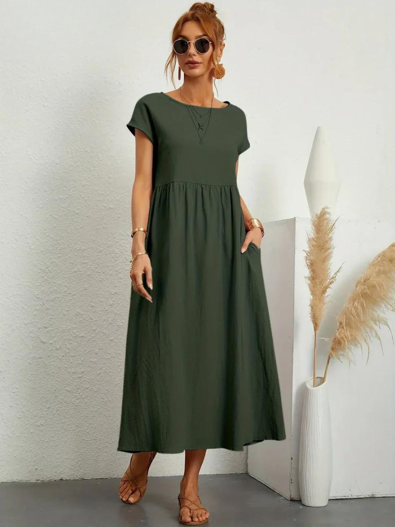 Ruby™ | Robe Élégante en Coton et Lin pour un Style Sophistiqué