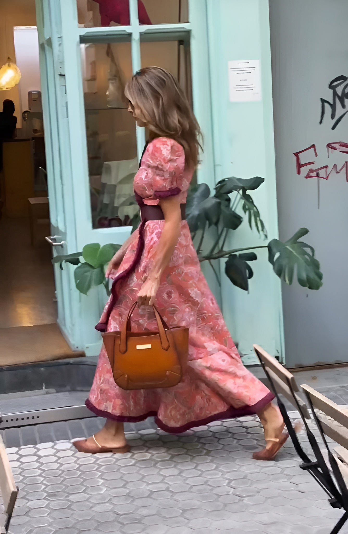 Sophie | Superbe Robe Maxi Rose Élégante à Manches Courtes pour un Style Sophistiqué