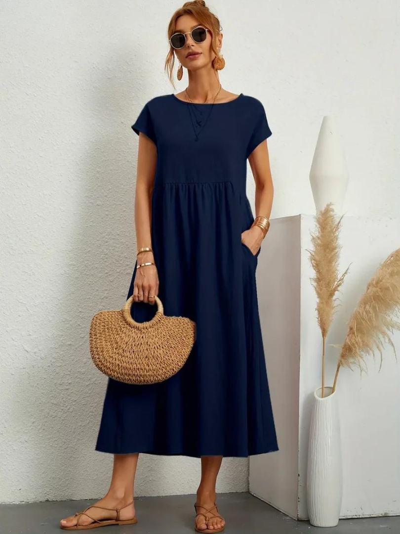 Ruby™ | Robe Élégante en Coton et Lin pour un Style Sophistiqué