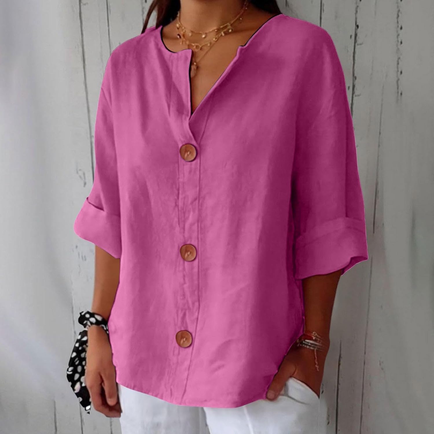 VanderMeer® | Ontspannen linnen blouse voor tijdloze elegantie