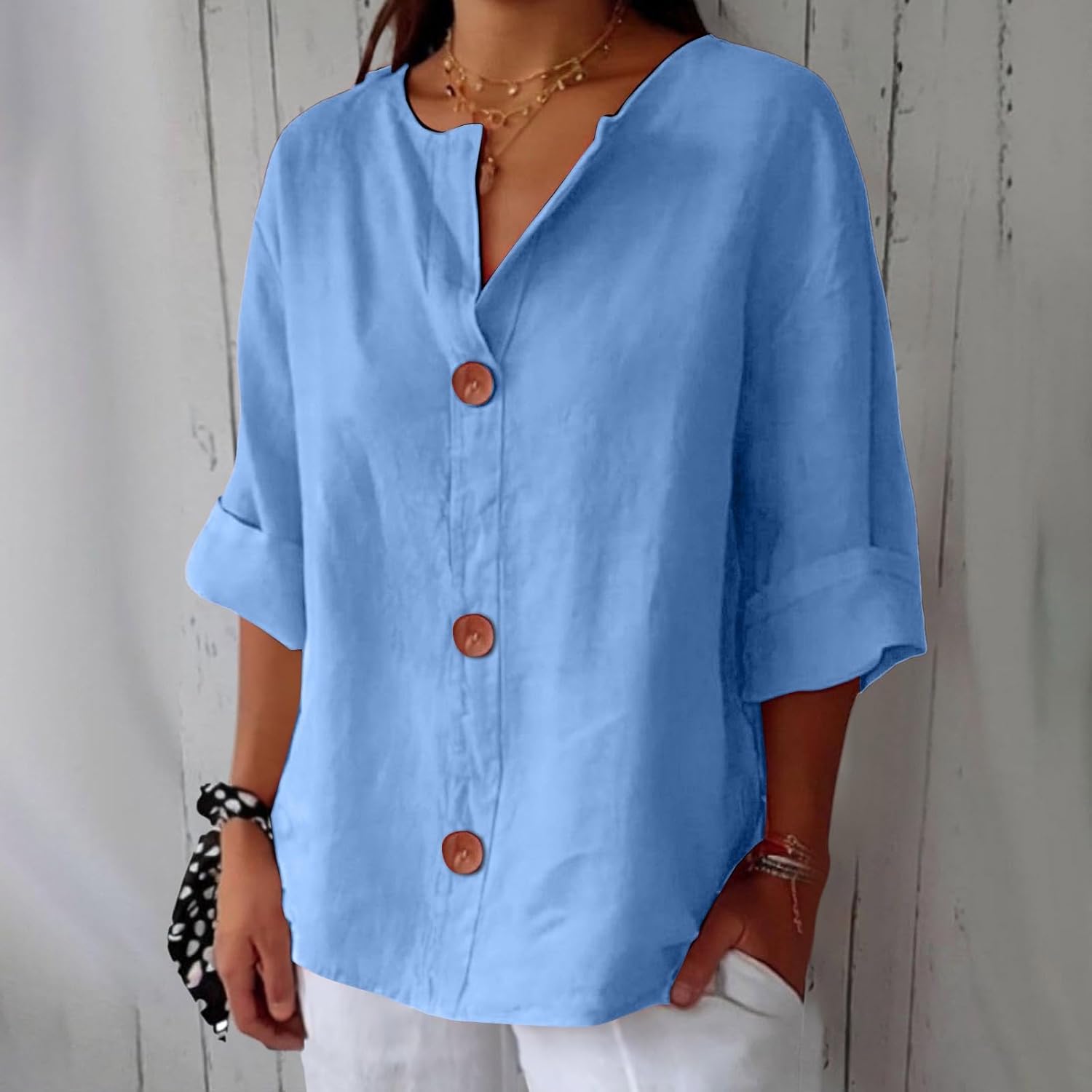 VanderMeer® | Ontspannen linnen blouse voor tijdloze elegantie