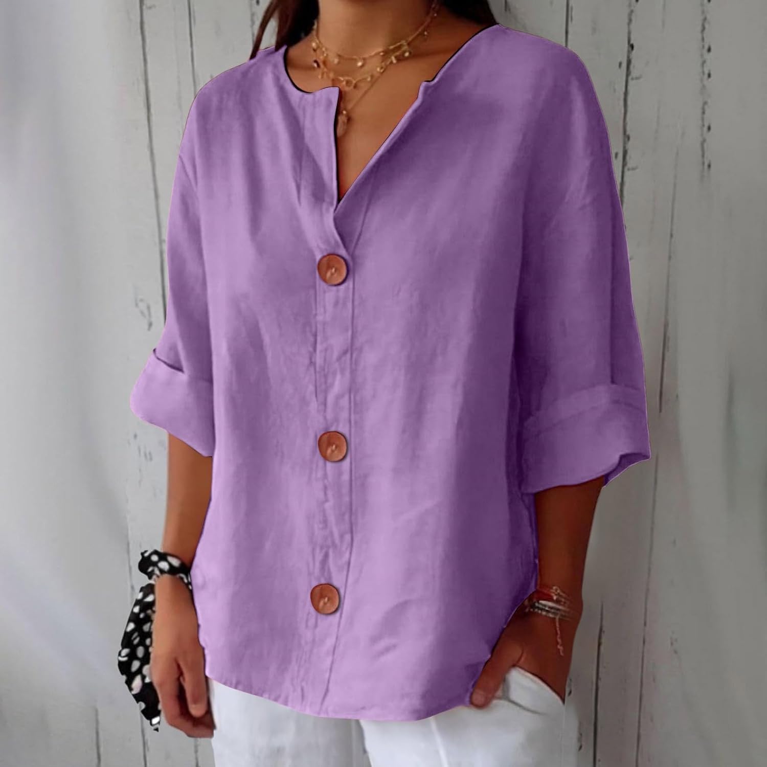 VanderMeer® | Ontspannen linnen blouse voor tijdloze elegantie