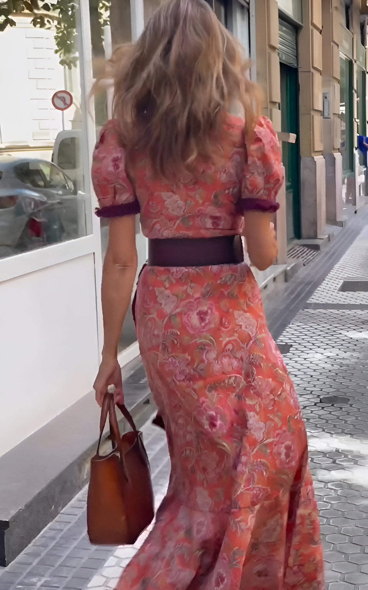 Sophie | Superbe Robe Maxi Rose Élégante à Manches Courtes pour un Style Sophistiqué