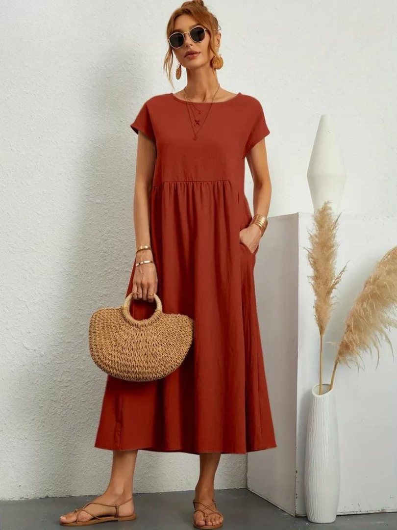 Ruby™ | Robe Élégante en Coton et Lin pour un Style Sophistiqué