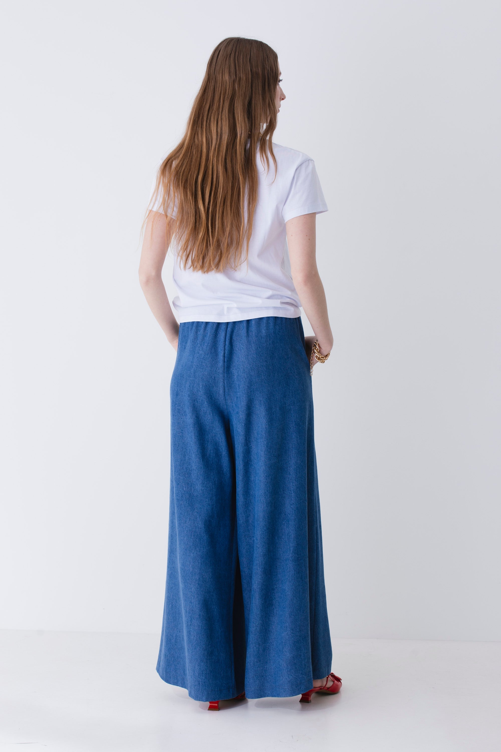 VanderMeer® | Wijde palazzo-broek van lyocell met denimeffect