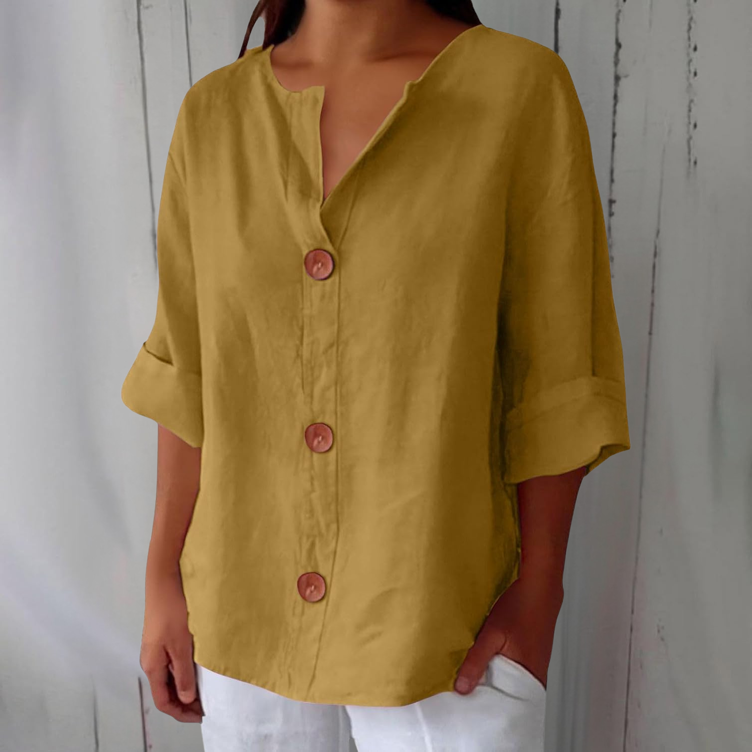 VanderMeer® | Ontspannen linnen blouse voor tijdloze elegantie