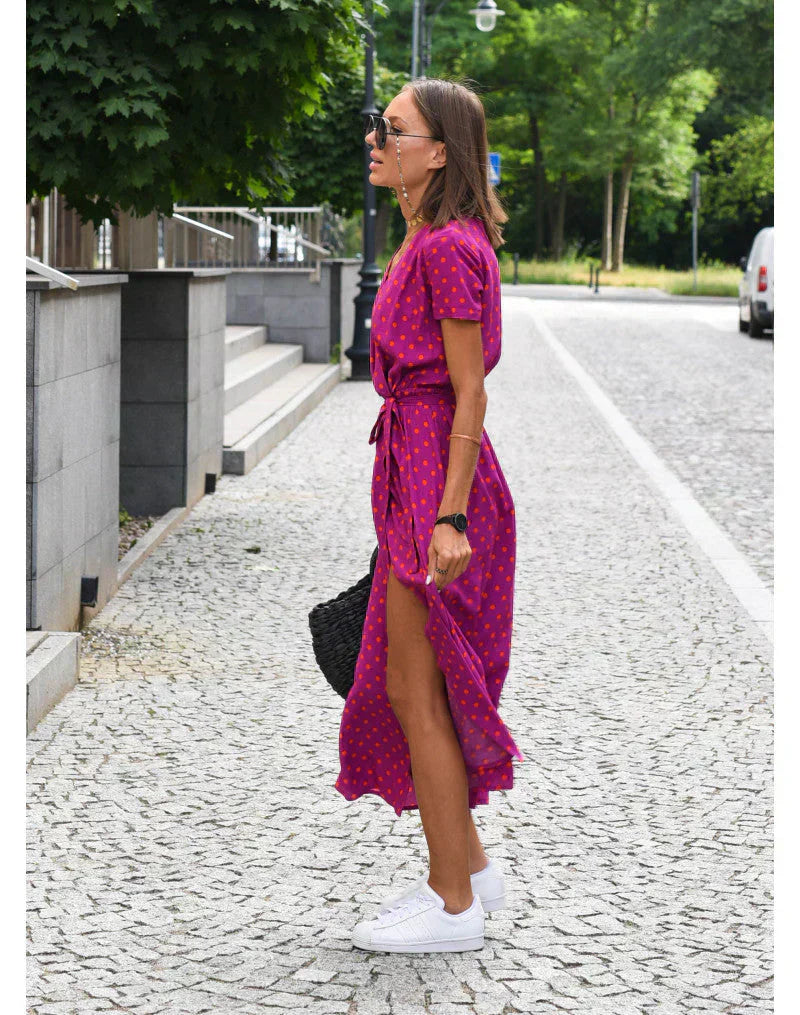 Suzanne - Élégante robe à col en V pour un look chic et sophistiqué