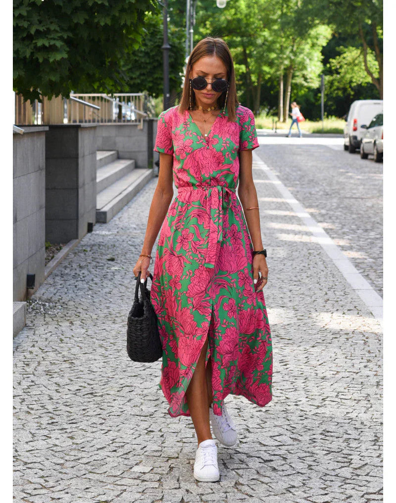 Suzanne - Élégante robe à col en V pour un look chic et sophistiqué