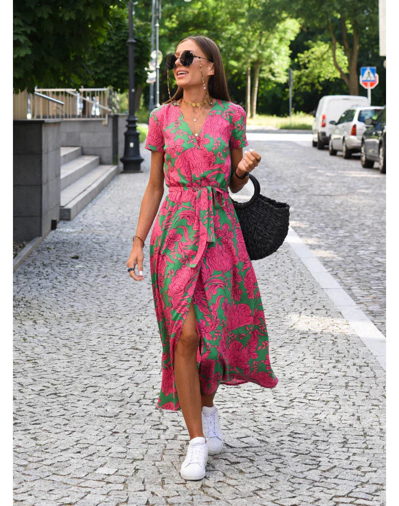 Suzanne - Élégante robe à col en V pour un look chic et sophistiqué