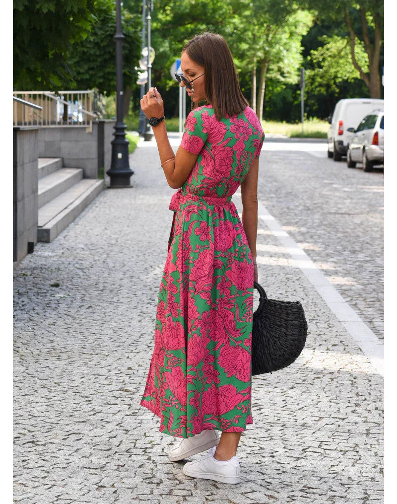 Suzanne - Élégante robe à col en V pour un look chic et sophistiqué