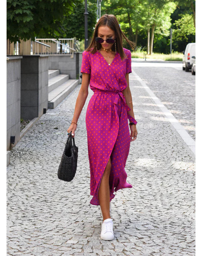 Suzanne - Élégante robe à col en V pour un look chic et sophistiqué
