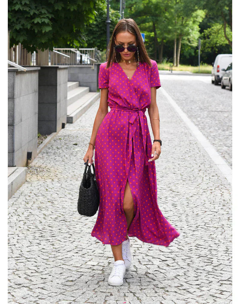 Suzanne - Élégante robe à col en V pour un look chic et sophistiqué