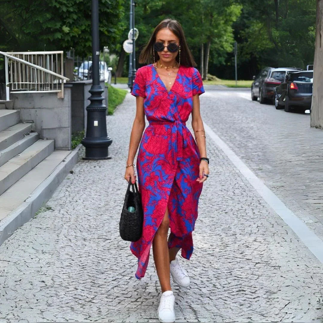 Suzanne - Élégante robe à col en V pour un look chic et sophistiqué