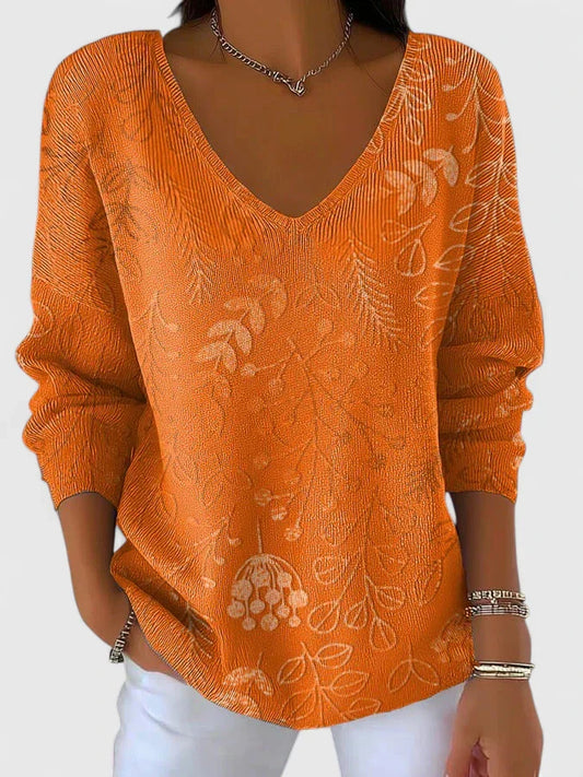 MIRELLE | Pull en mélange de coton avec motif de feuilles
