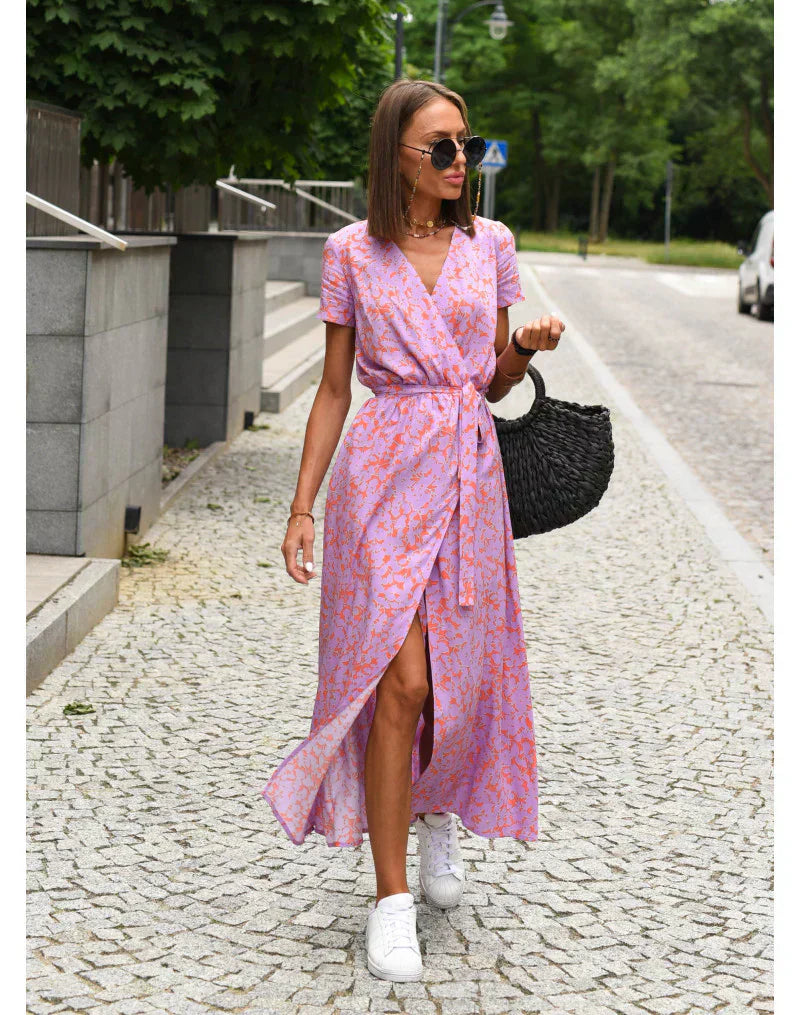 Suzanne - Élégante robe à col en V pour un look chic et sophistiqué