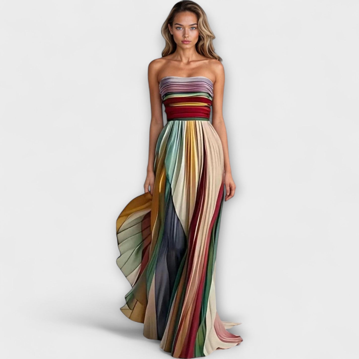 Léna | Élégante robe sans manches aux couleurs vibrantes pour un look éclatant