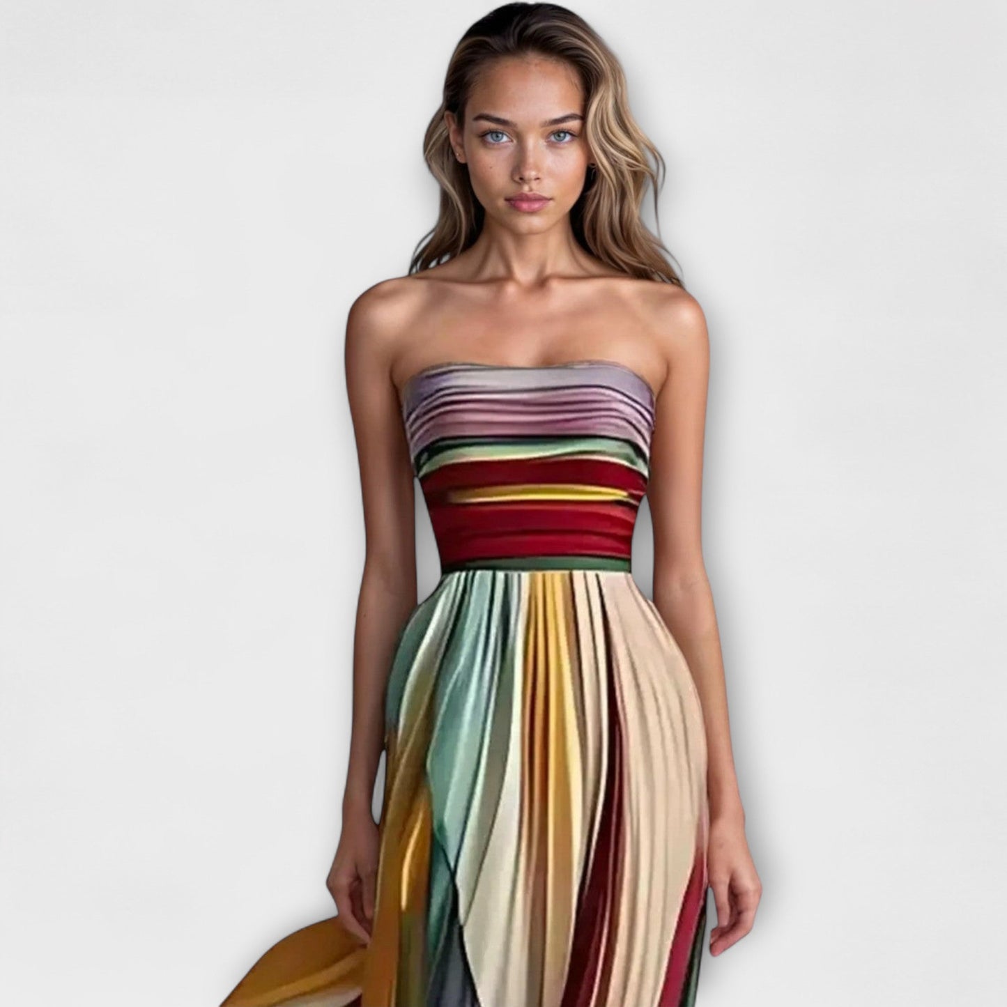 Léna | Élégante robe sans manches aux couleurs vibrantes pour un look éclatant