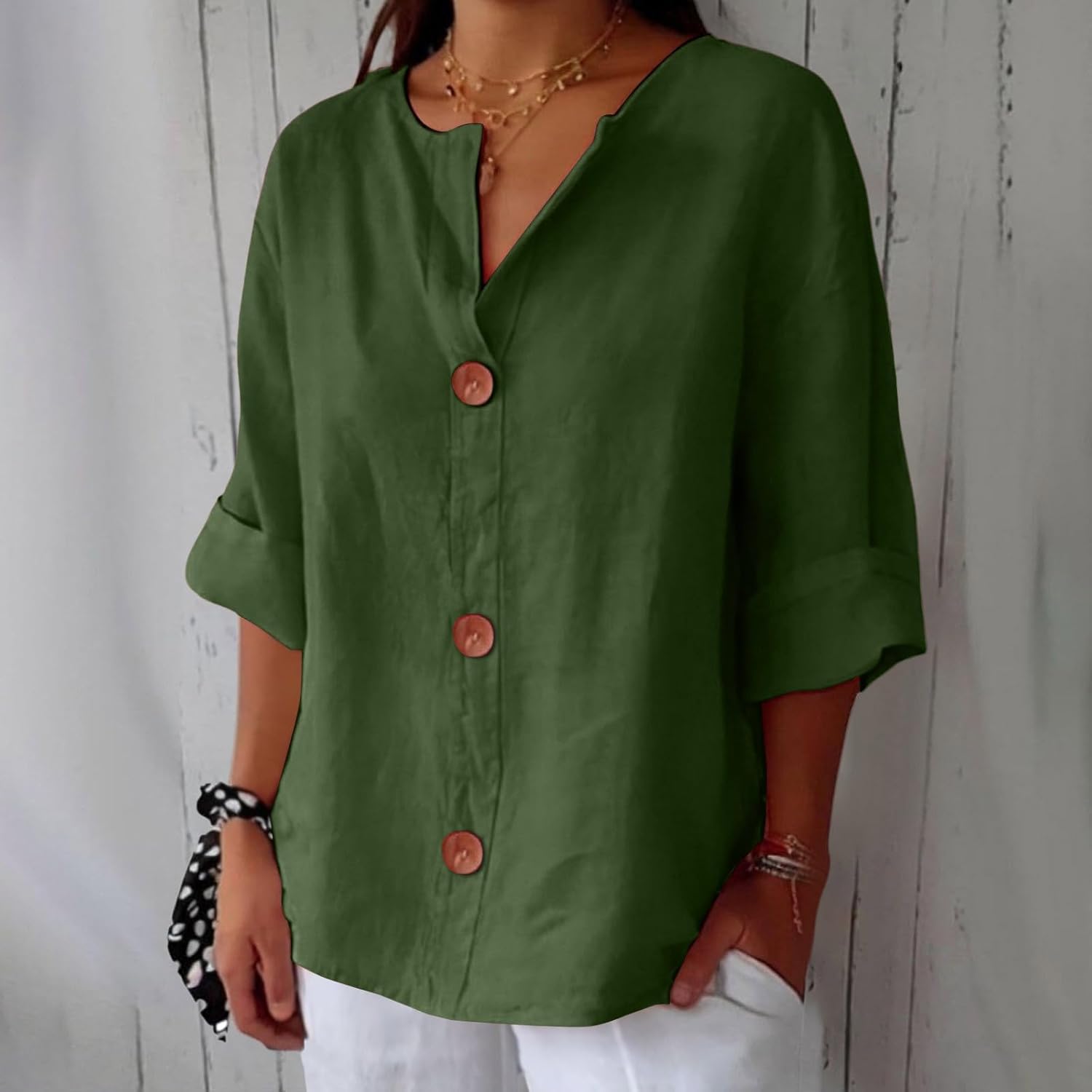 VanderMeer® | Ontspannen linnen blouse voor tijdloze elegantie