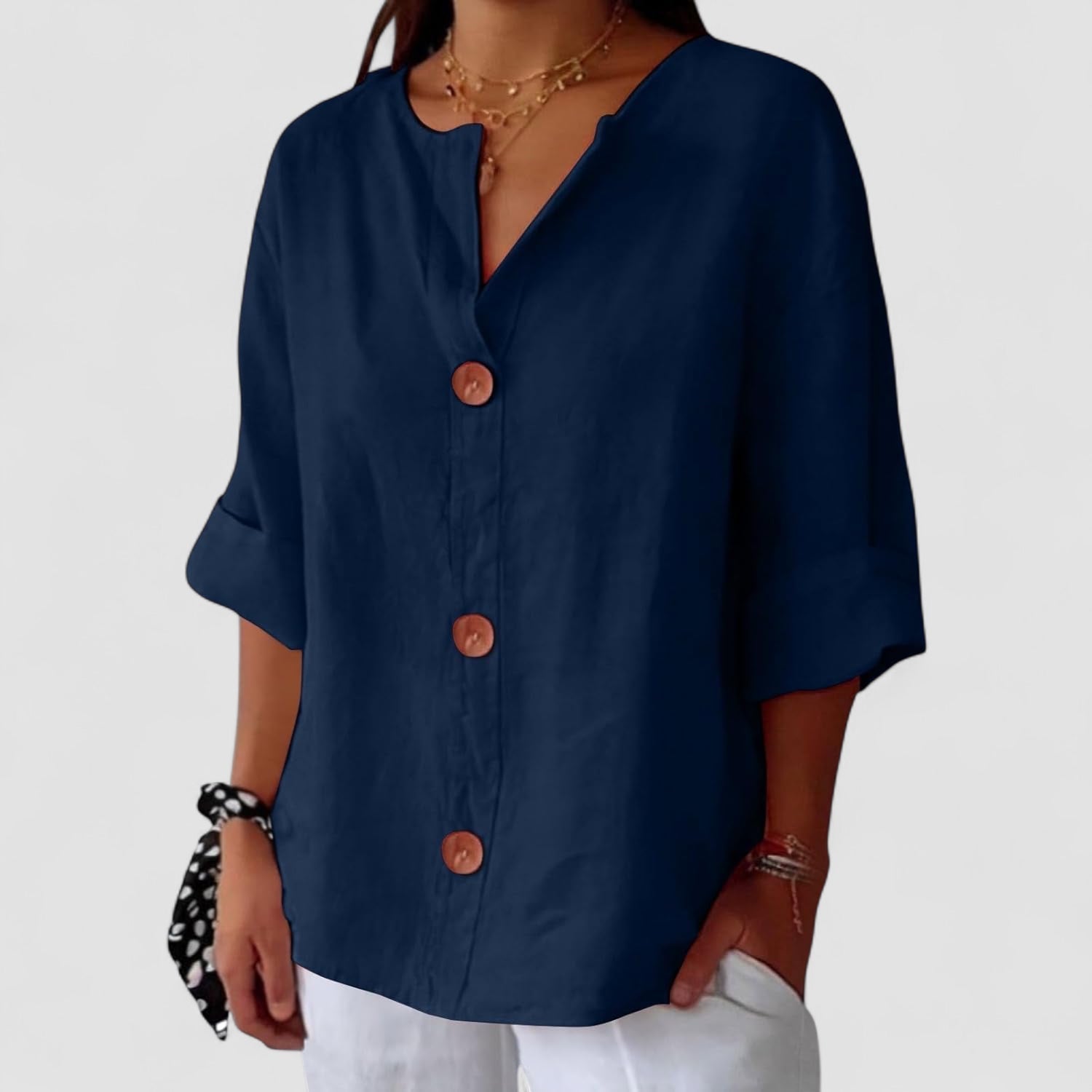 VanderMeer® | Ontspannen linnen blouse voor tijdloze elegantie