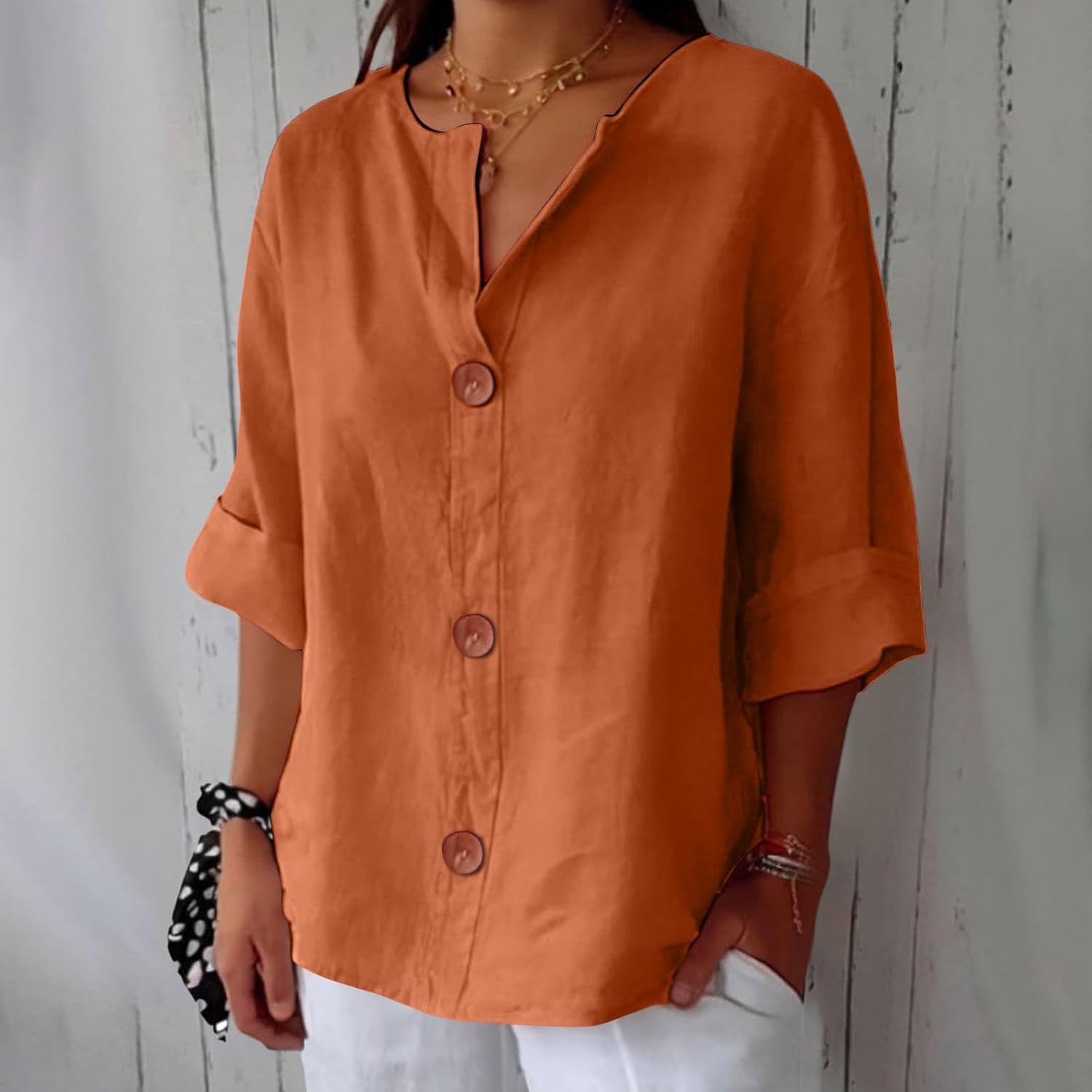 VanderMeer® | Ontspannen linnen blouse voor tijdloze elegantie