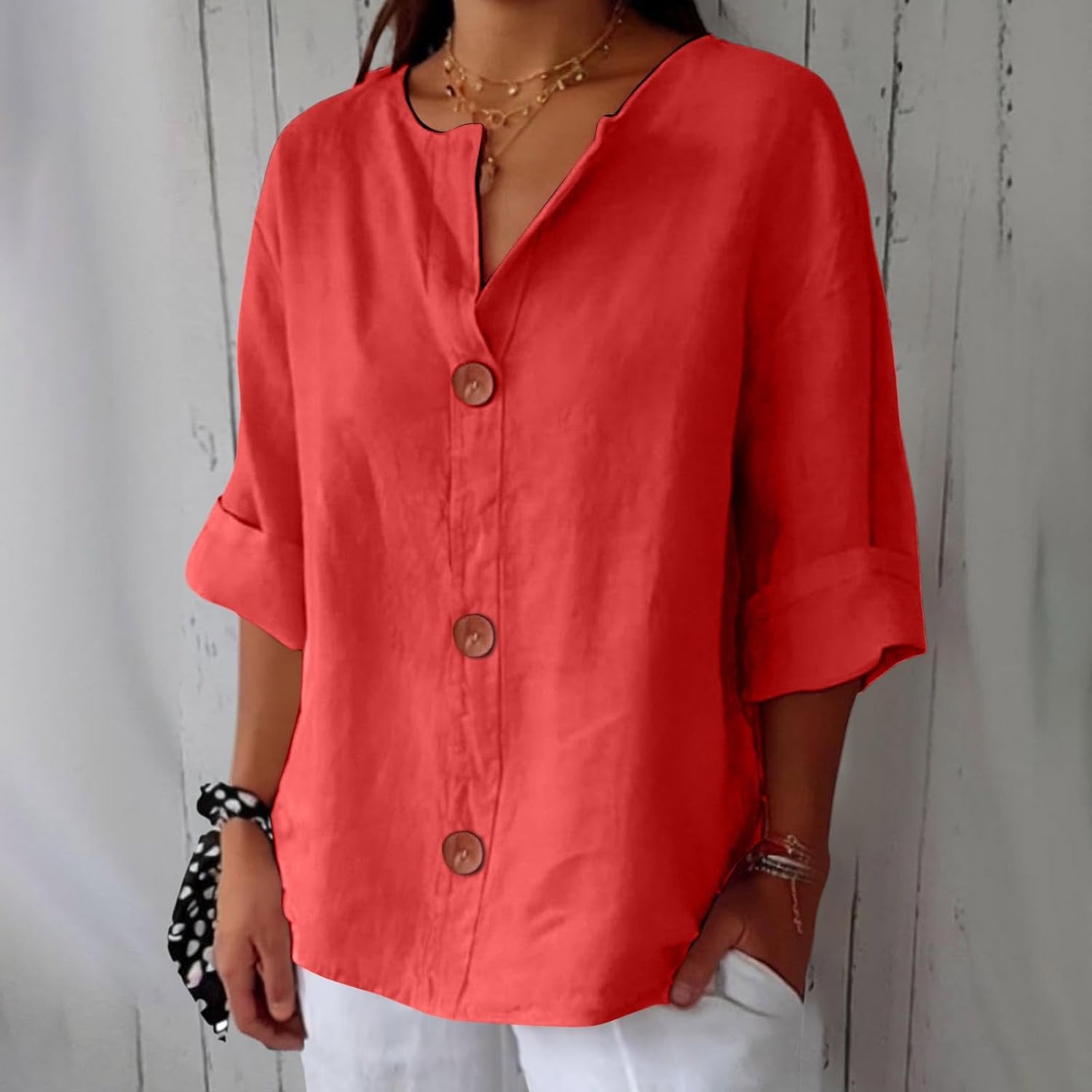 VanderMeer® | Ontspannen linnen blouse voor tijdloze elegantie