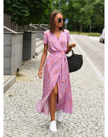 Suzanne - Élégante robe à col en V pour un look chic et sophistiqué